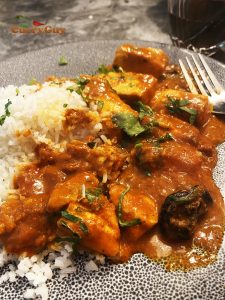 Finished halibut curry