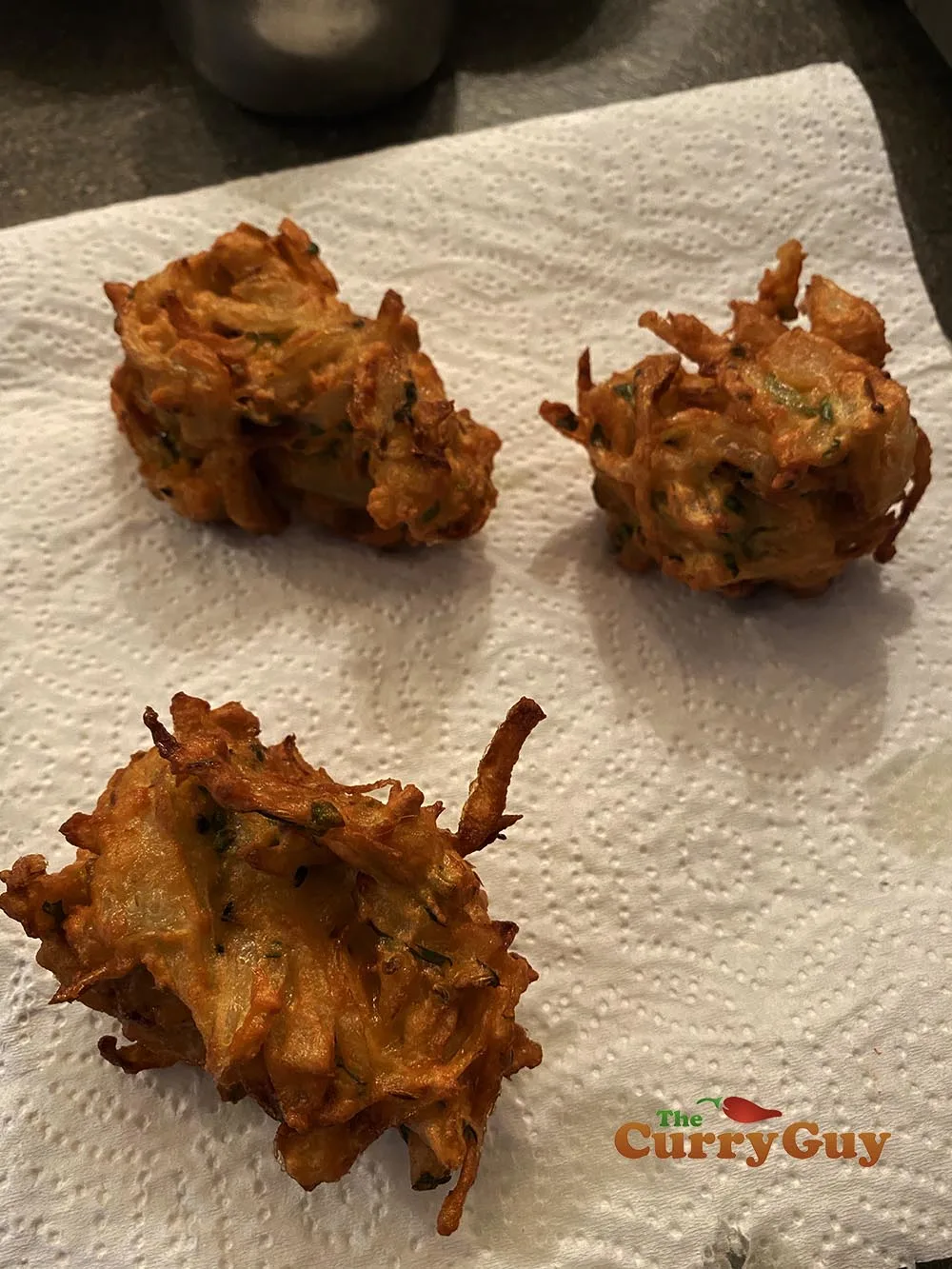 Onion bhajis after first cook