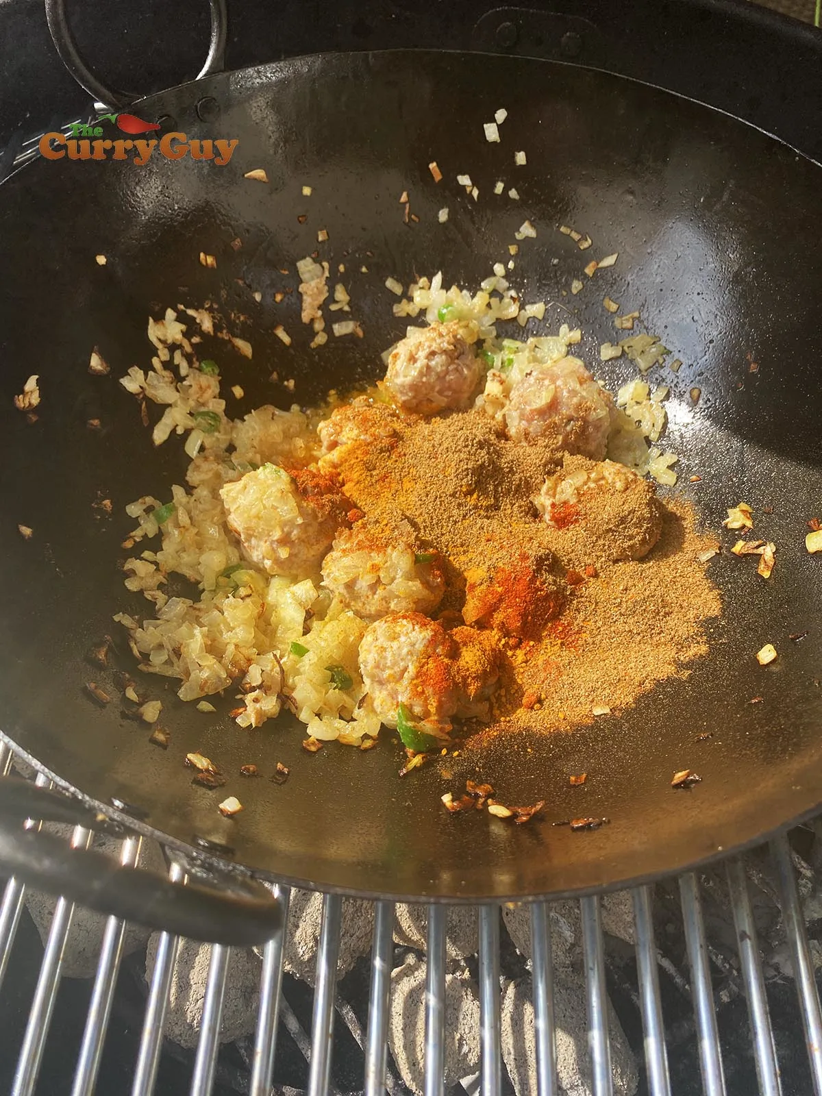 Adding ground spice to the sauce