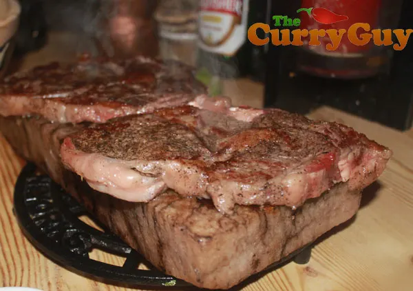 Wagyu Beef Steak Cooked On Salt Block