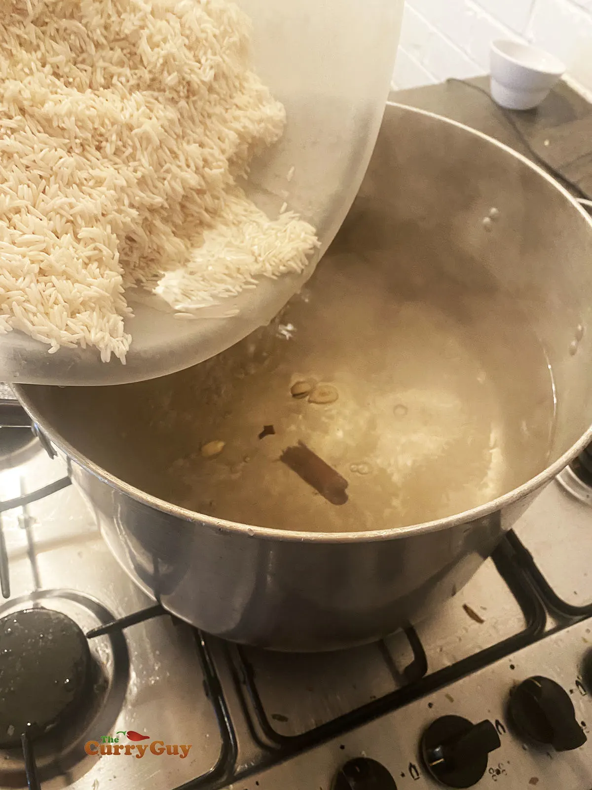 Cooking the rice.
