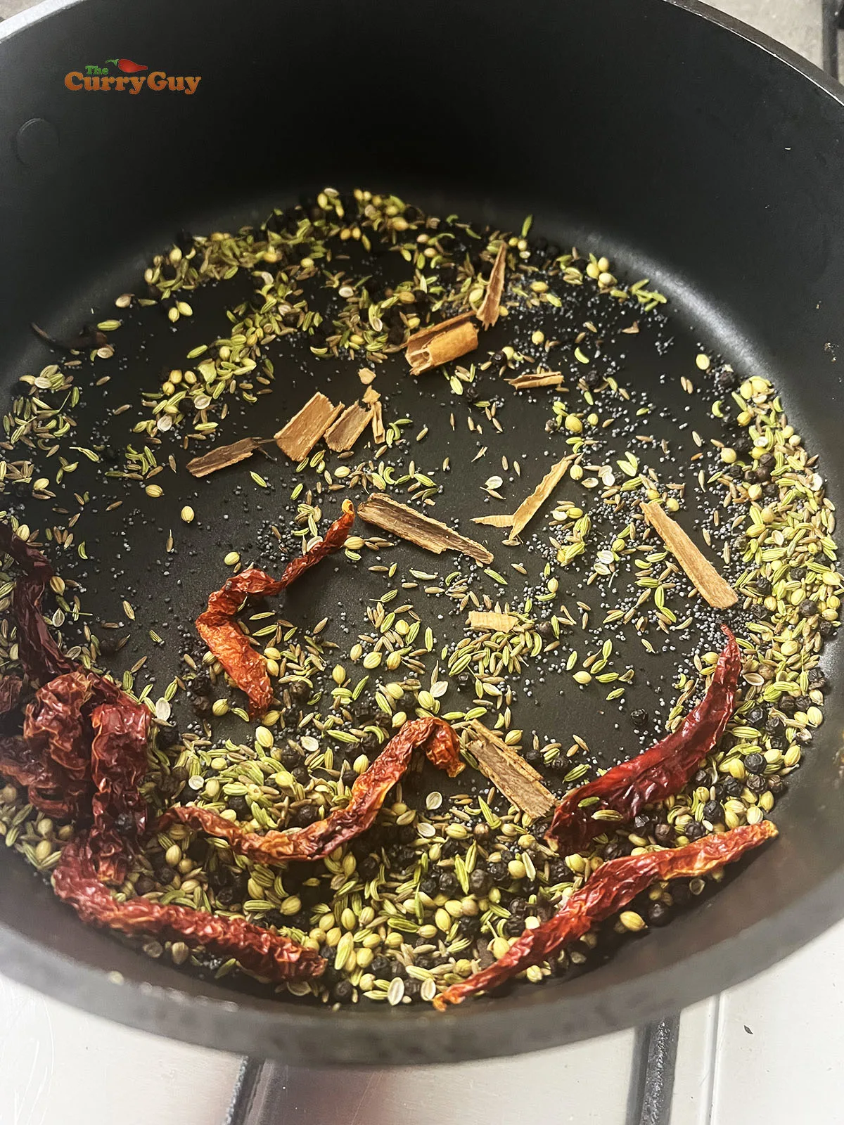 Toasting spices for the spice blend.