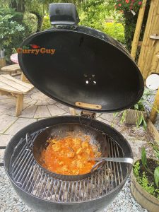 Turkey curry on barbecue