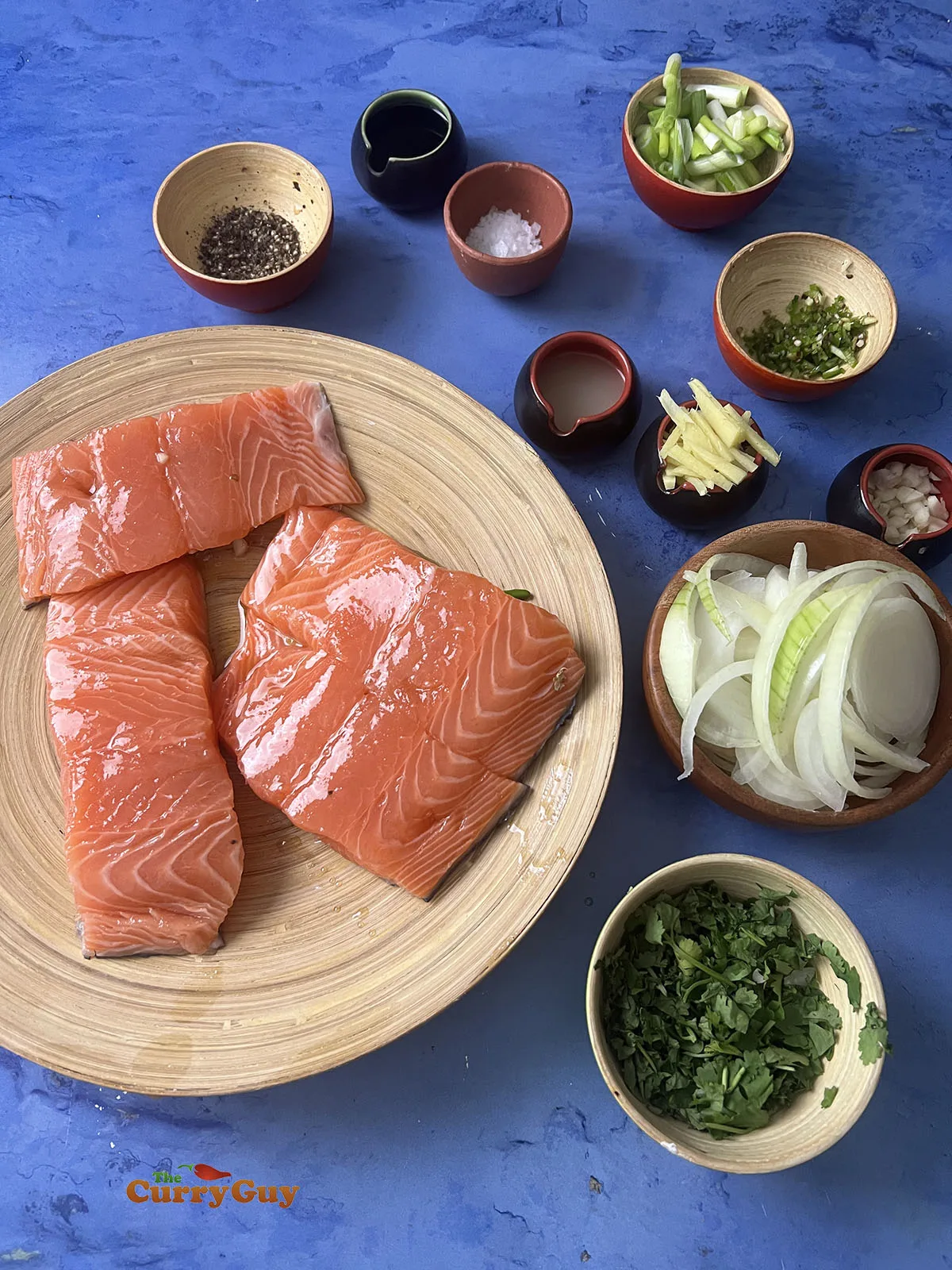 Ingredients for steamed salmon