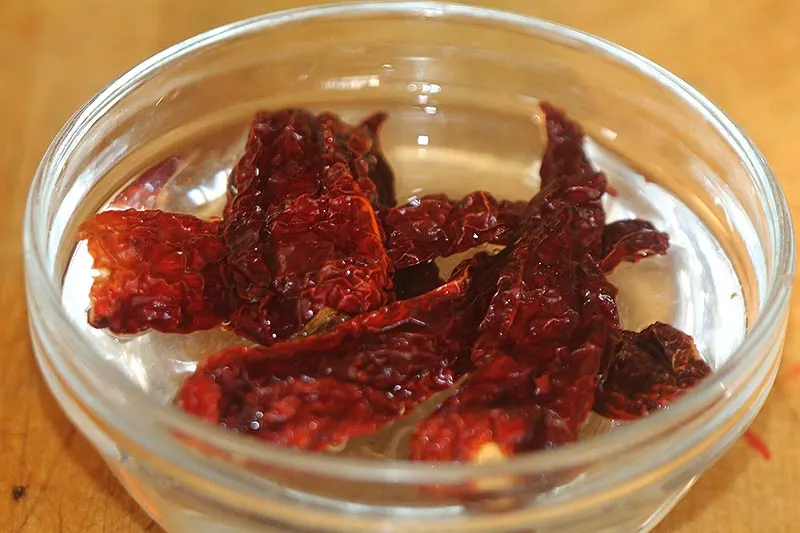 Soaking dried chillies