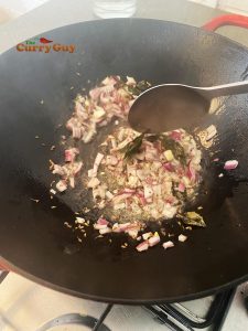 Frying chopped onions