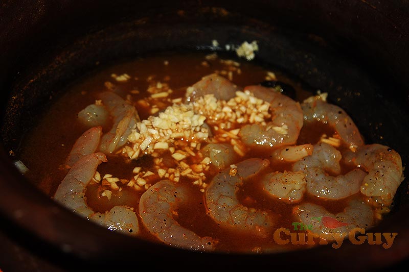 Making Keralan prawn curry
