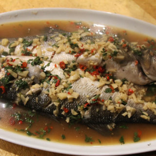 Thai steamed sea bass with lime and garlic sauce