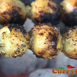 Skewered Grilled Garlicky New Potatoes