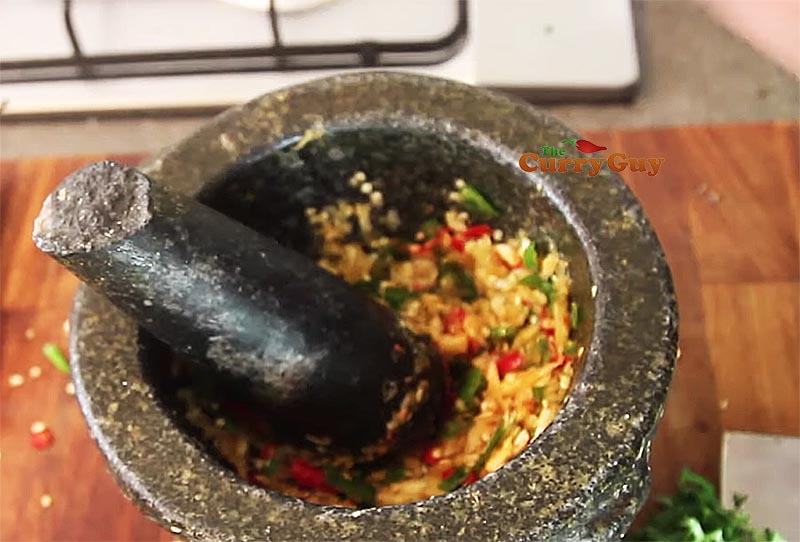 Making Thai seafood sauce for Thai Salt Crust Fish