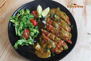 Chicken katsu curry on a plate