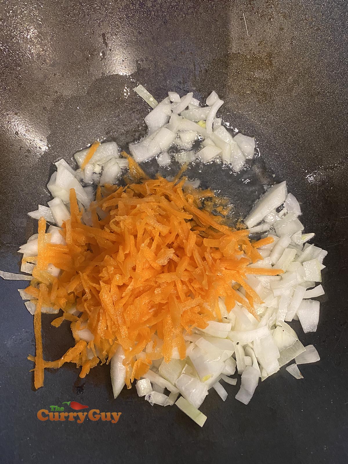 Frying onions and carrots