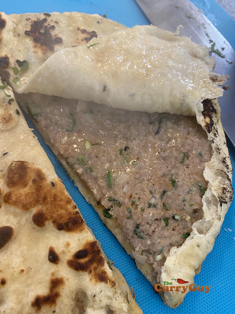 Finished Indian restaurant style keema naan