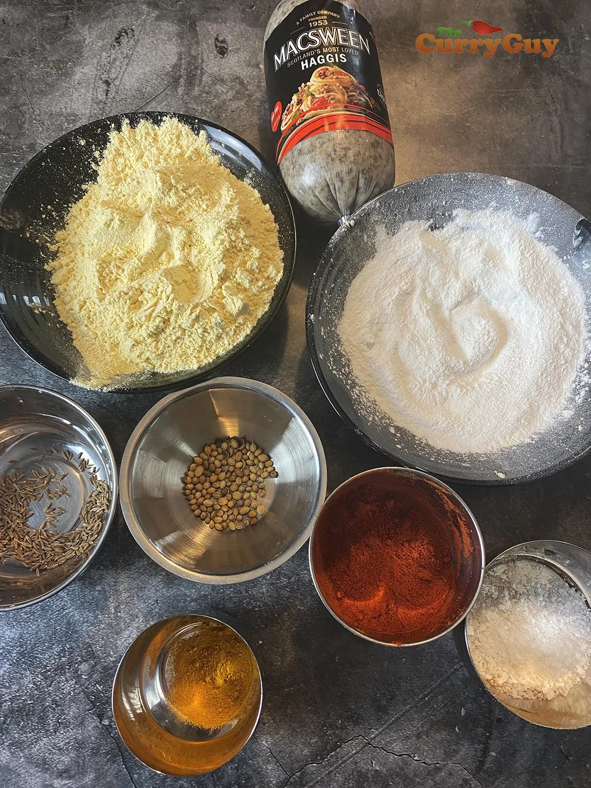 Prepared ingredients for haggis pakora