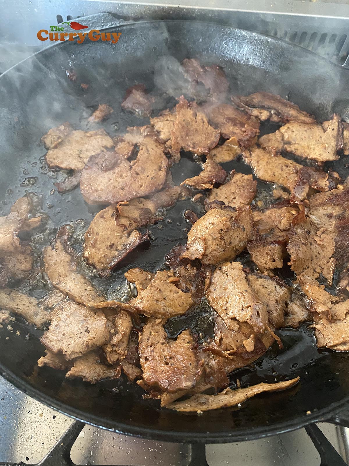Frying Doner kebab meat