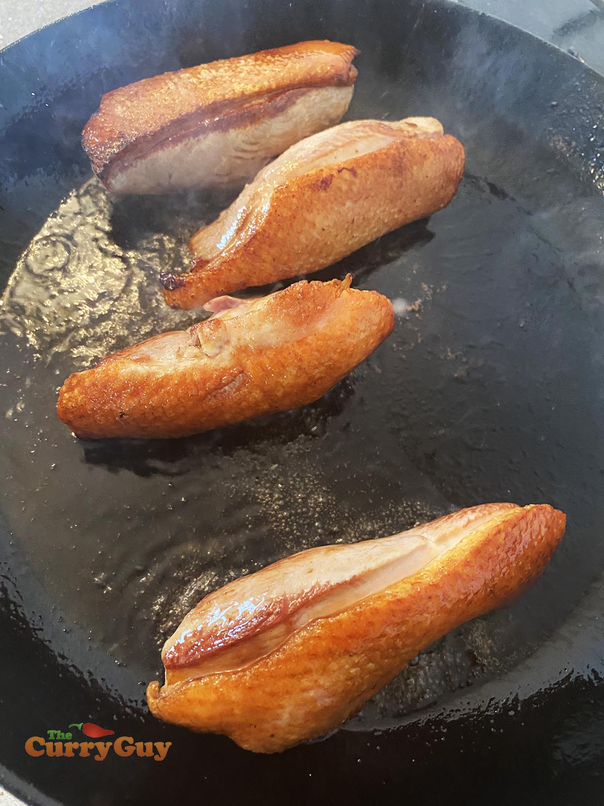 Frying duck breasts