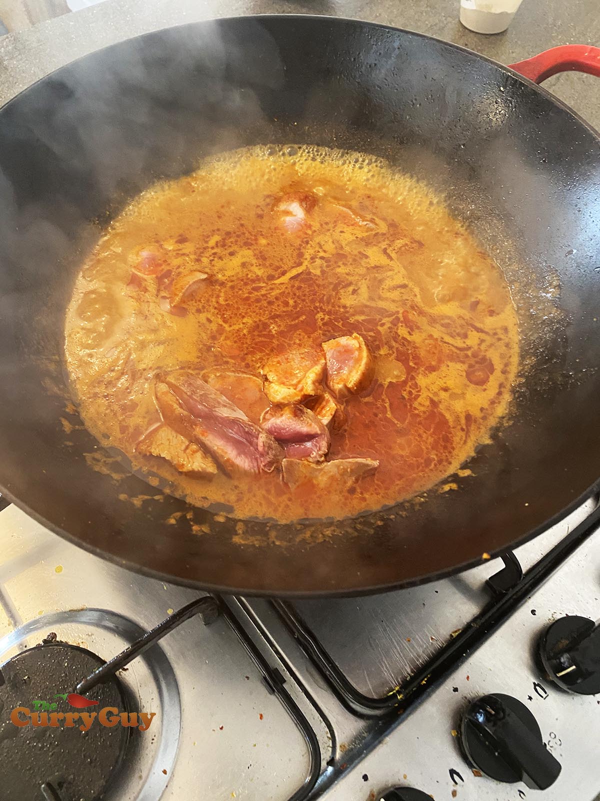 Adding duck meat to Thai jungle curry