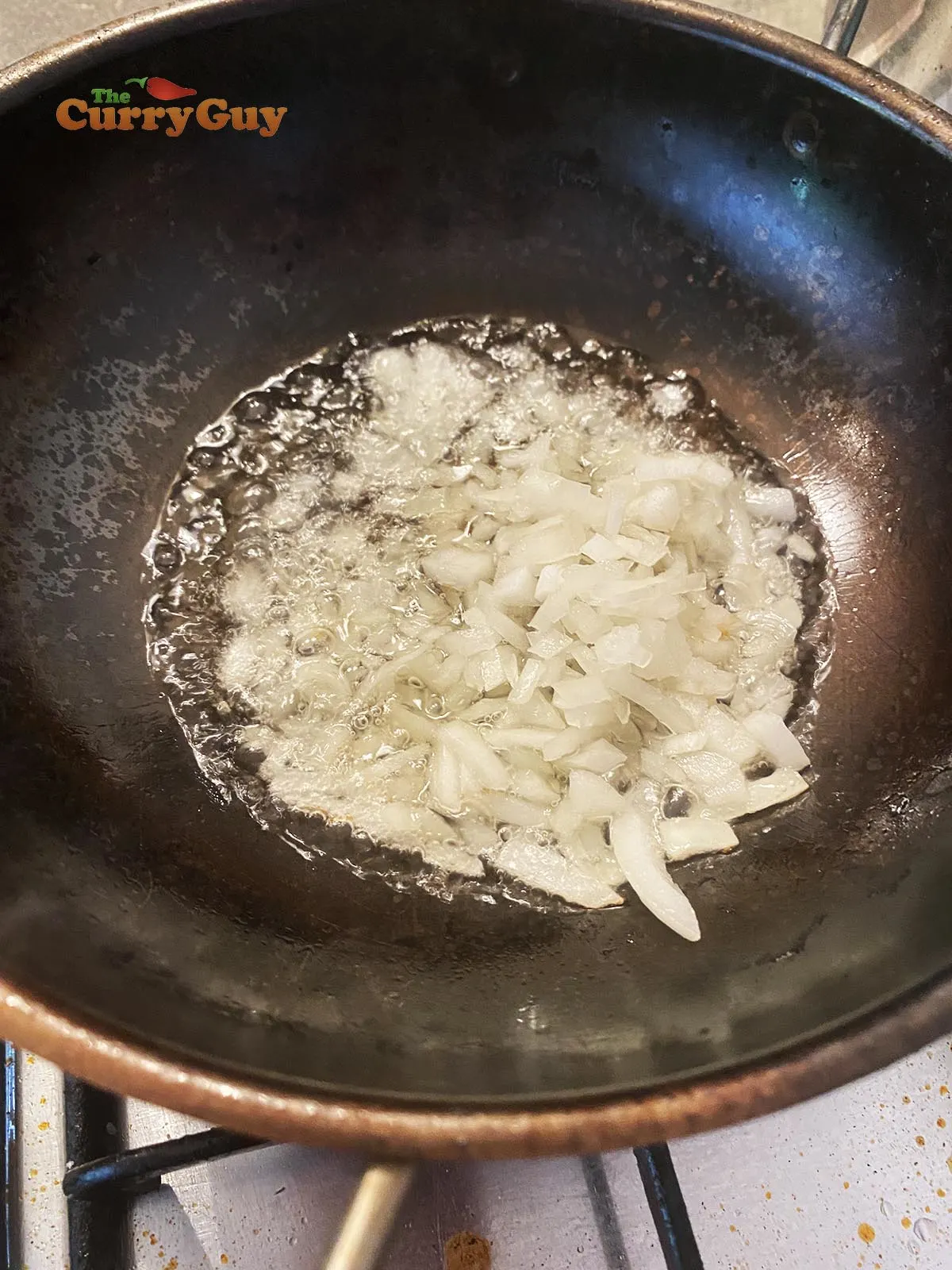 Frying chopped onion