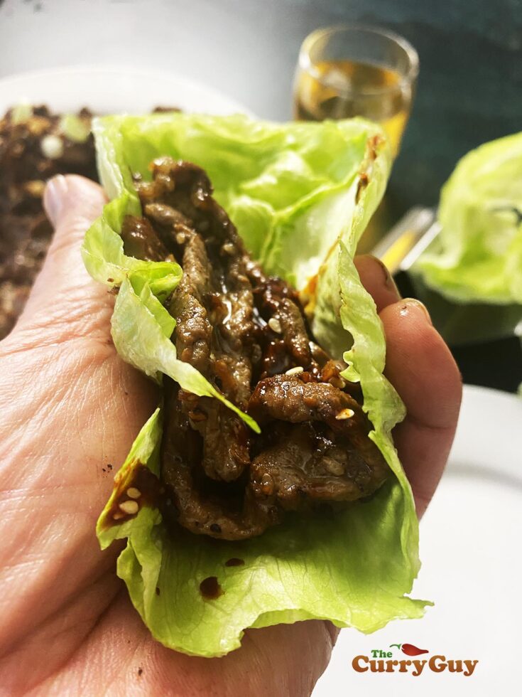homemade beef bulgogi in lettuce leaf