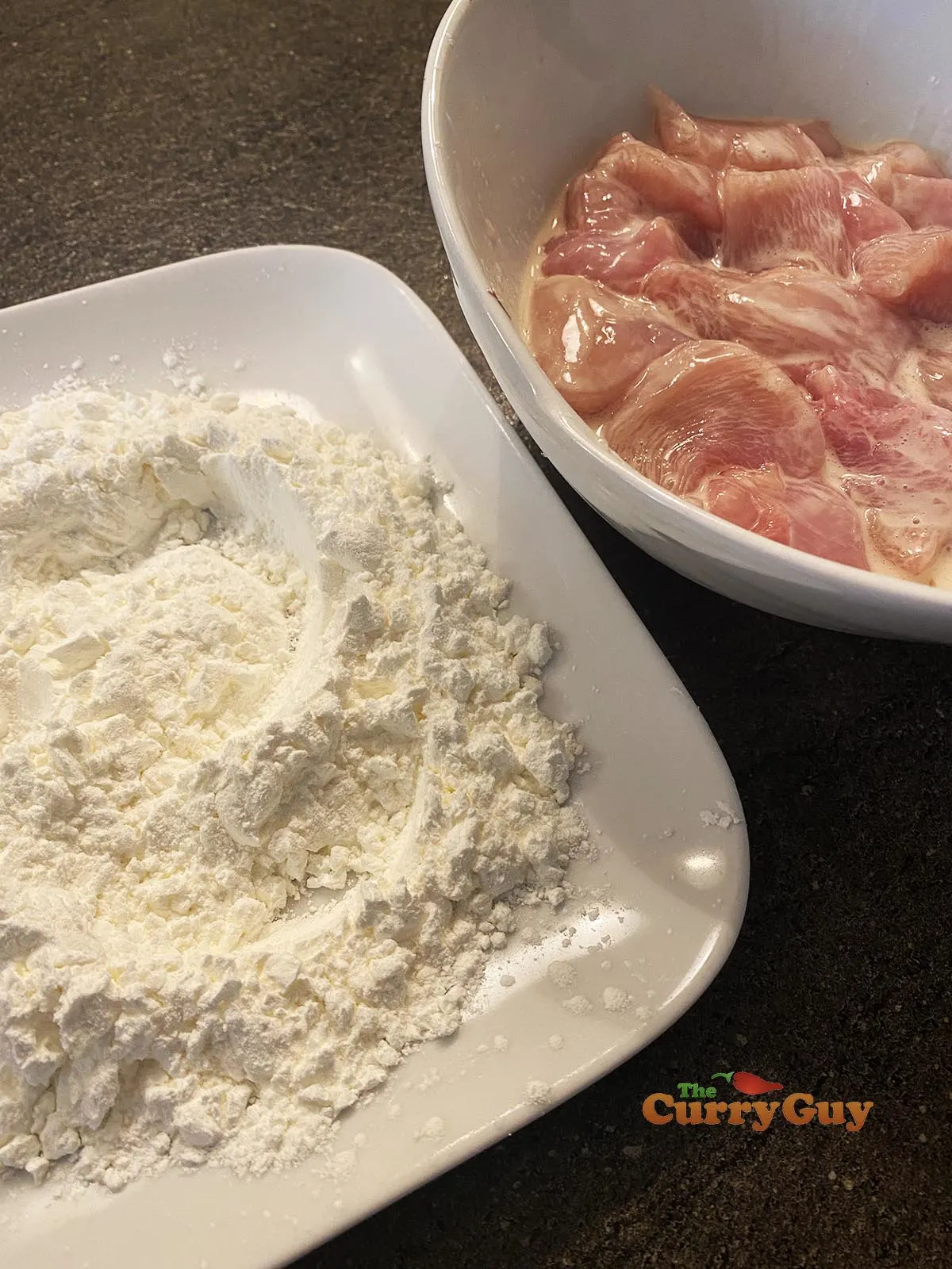 flour and chicken for frying