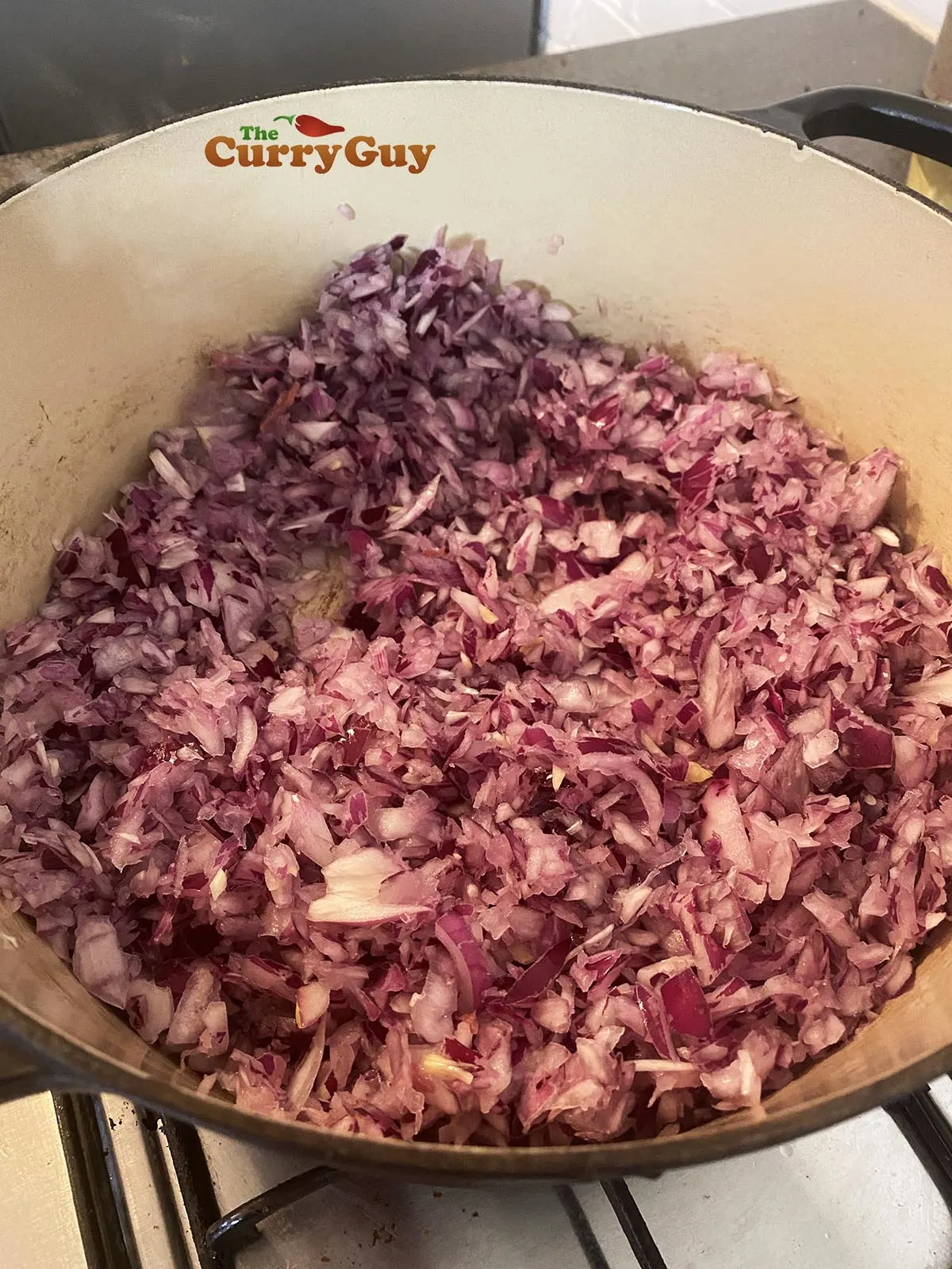 Dry frying onions