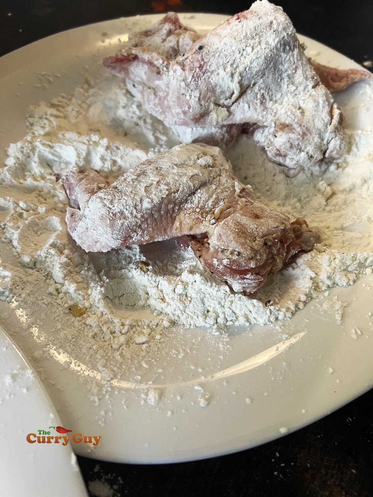 Flour coated chicken wings
