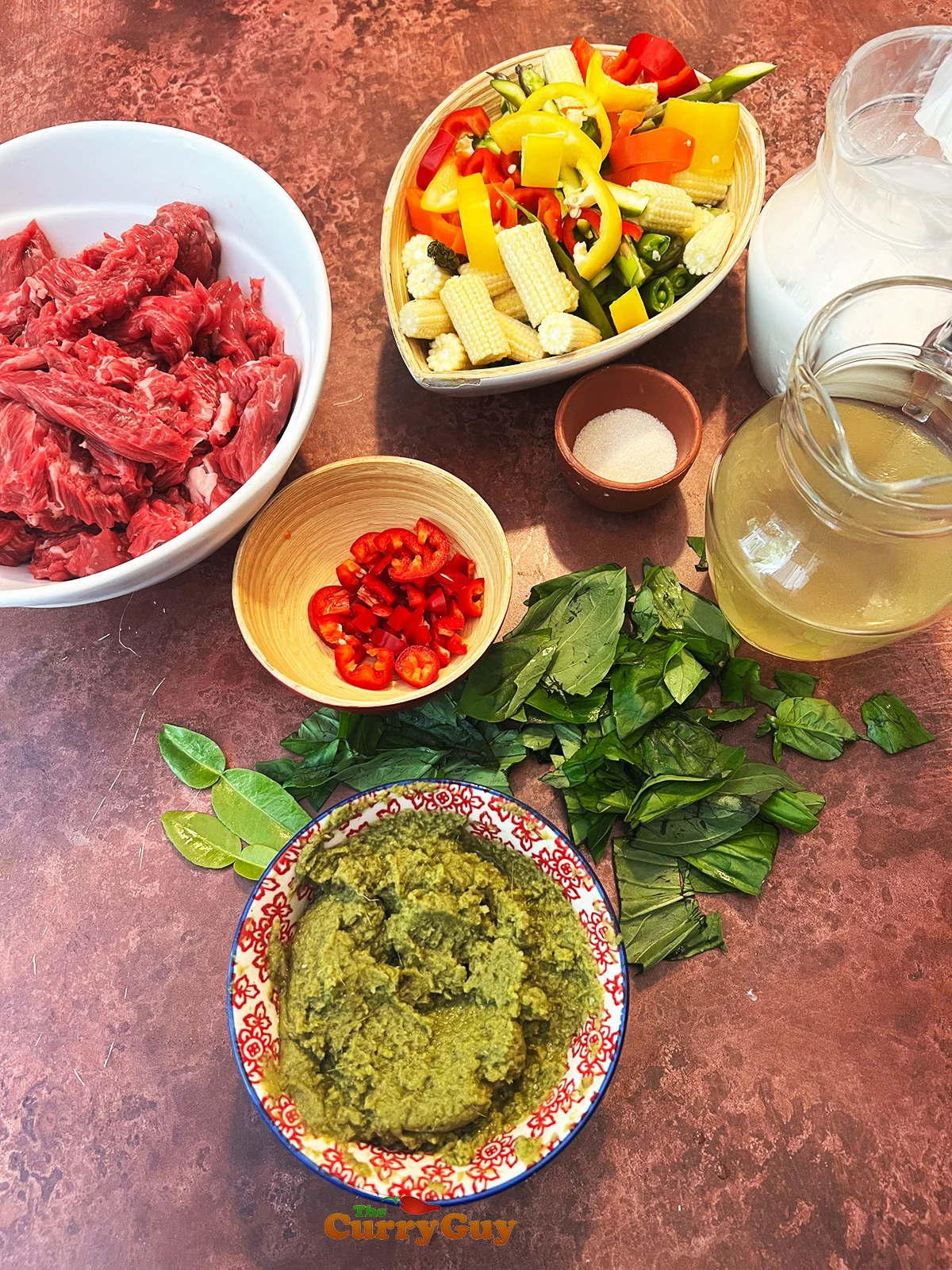 Ingredients for Thai beef green curry