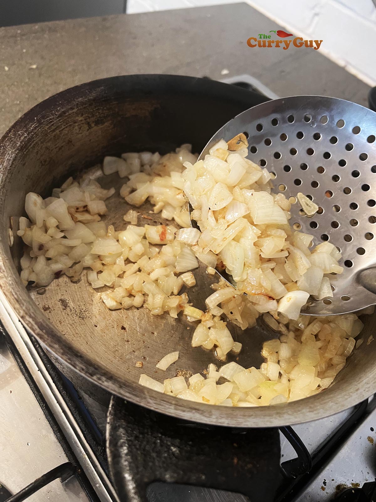 Frying chopped onions