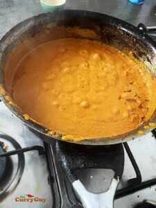 Simmering the Madras curry sauce