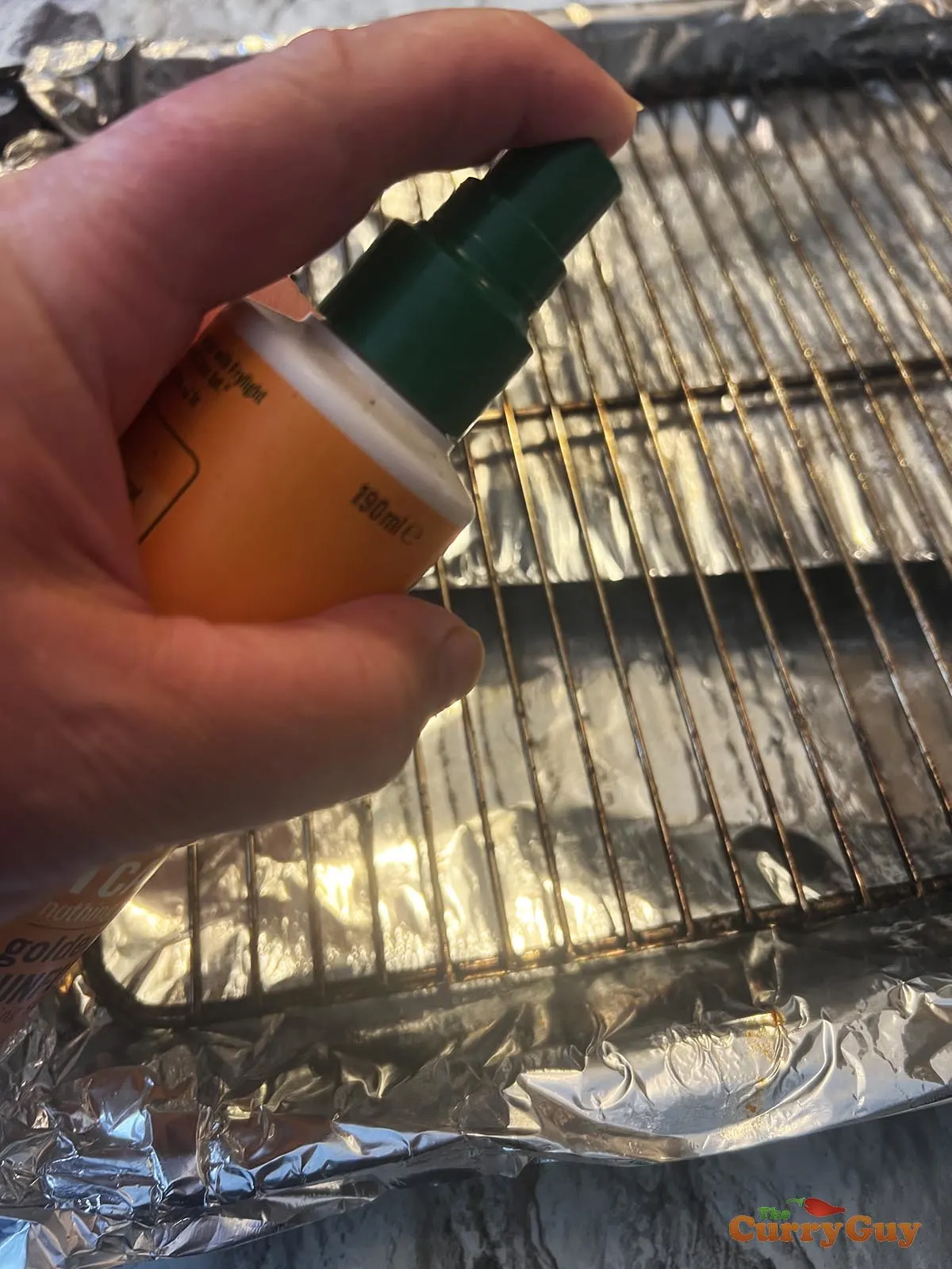 Greasing a wire rack for cooking