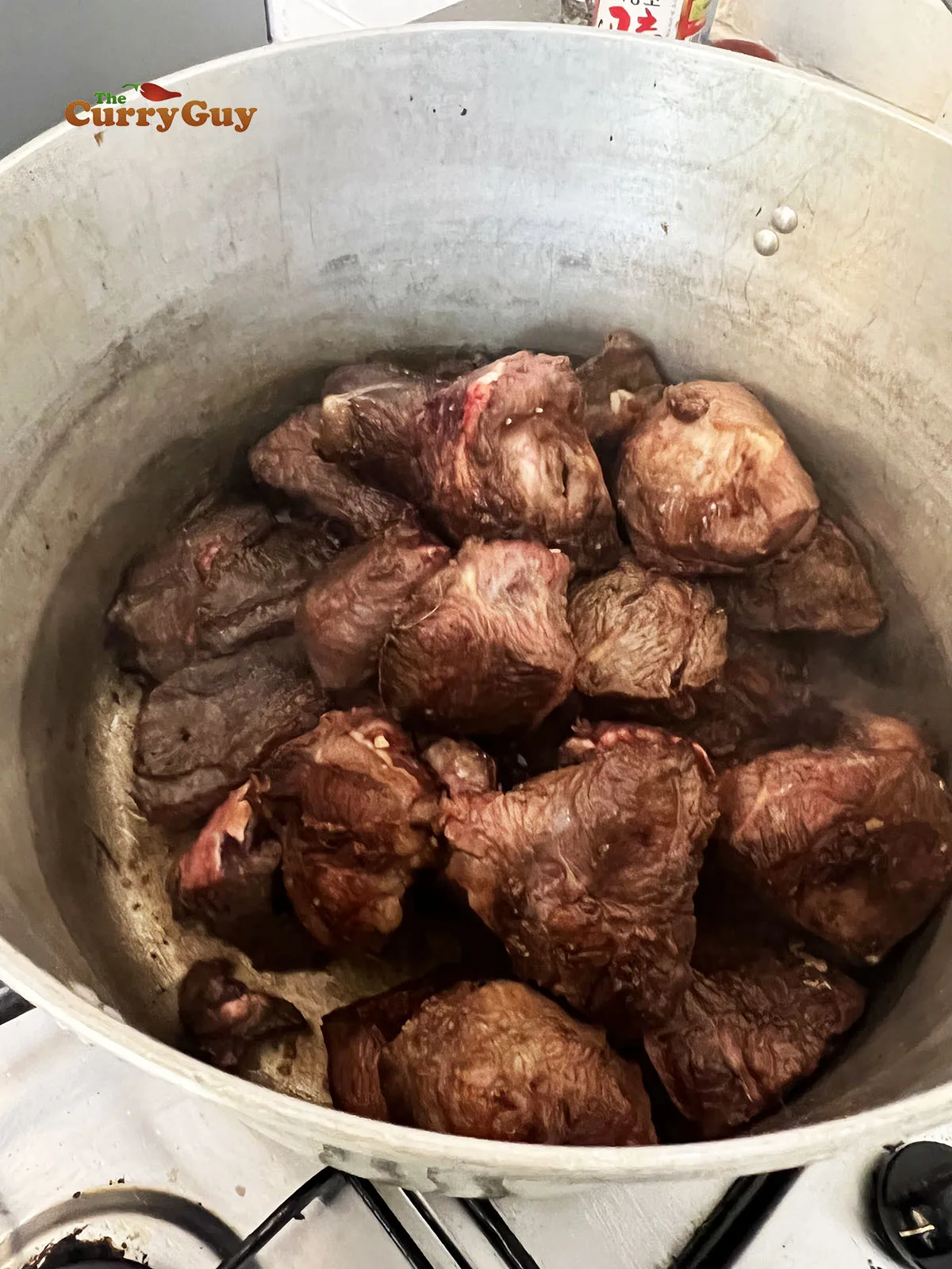 Meat ready for cooking in a pot