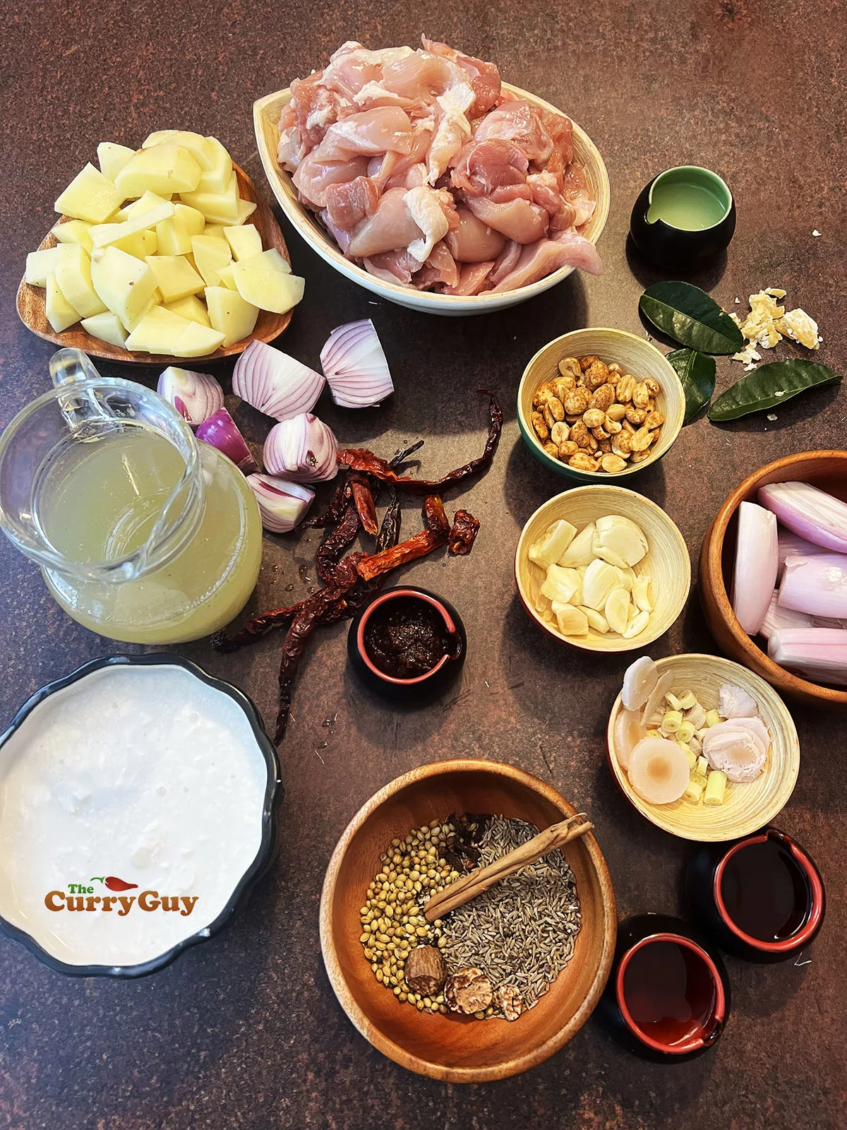 Ingredients for chicken massaman curry