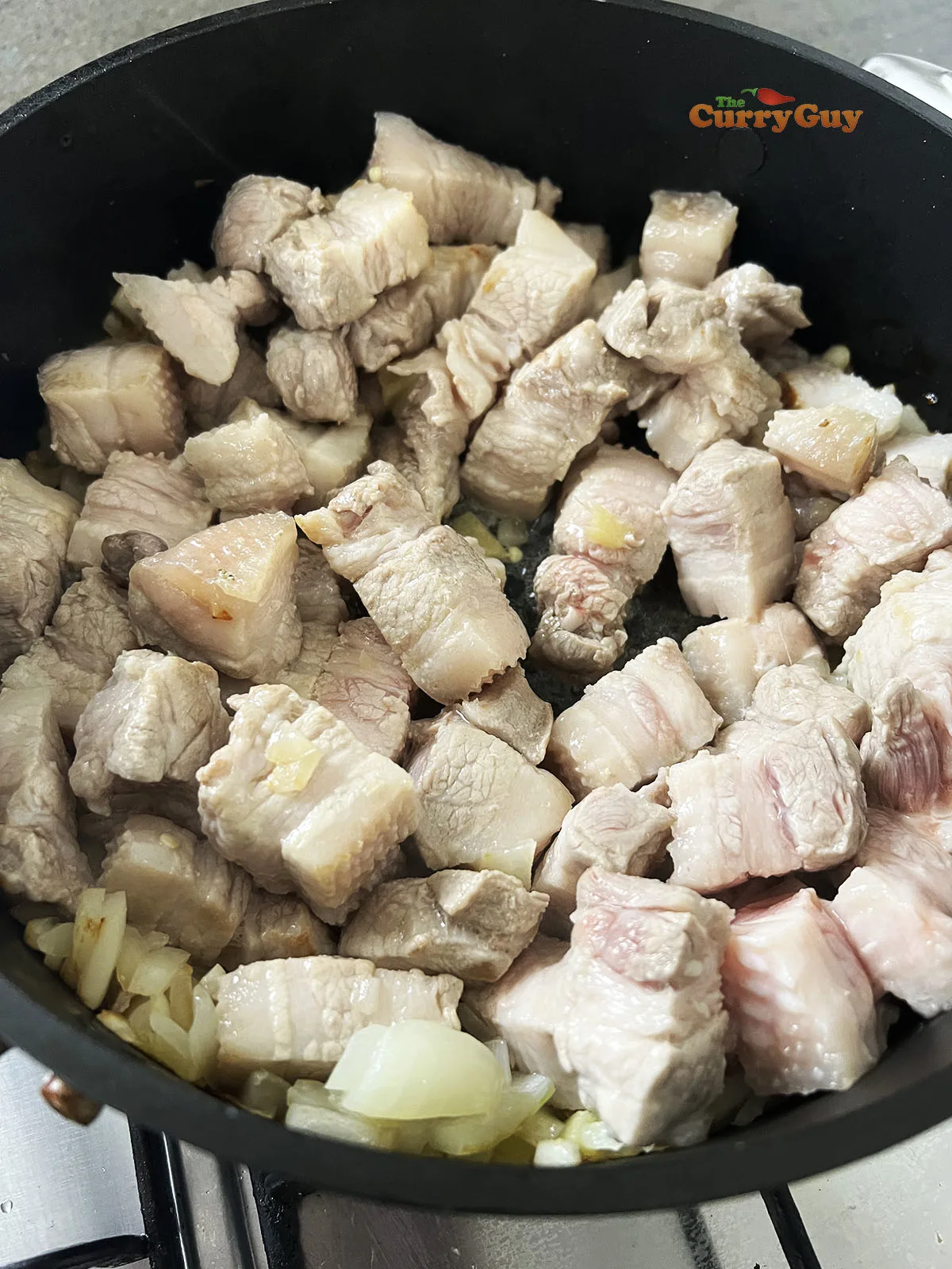 Browning the meat in the pan