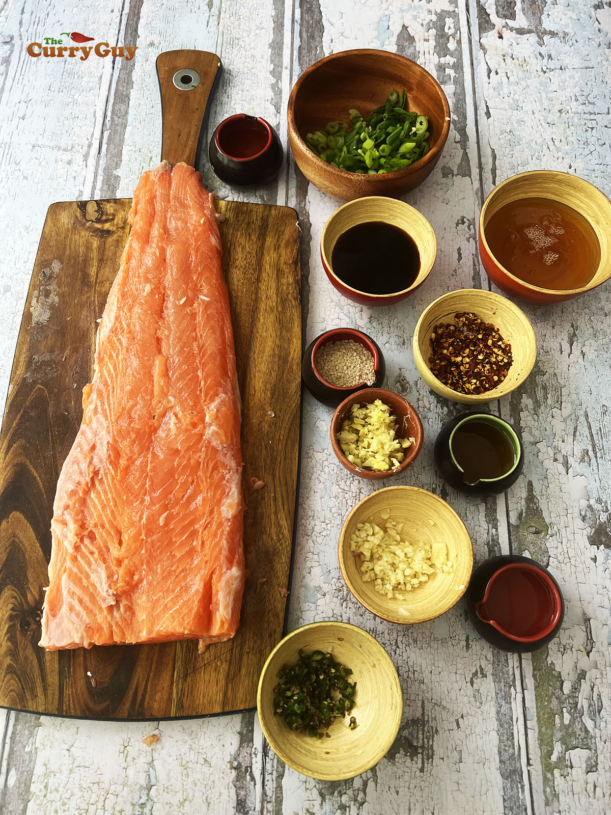 Ingredients for honey glazed baked salmon