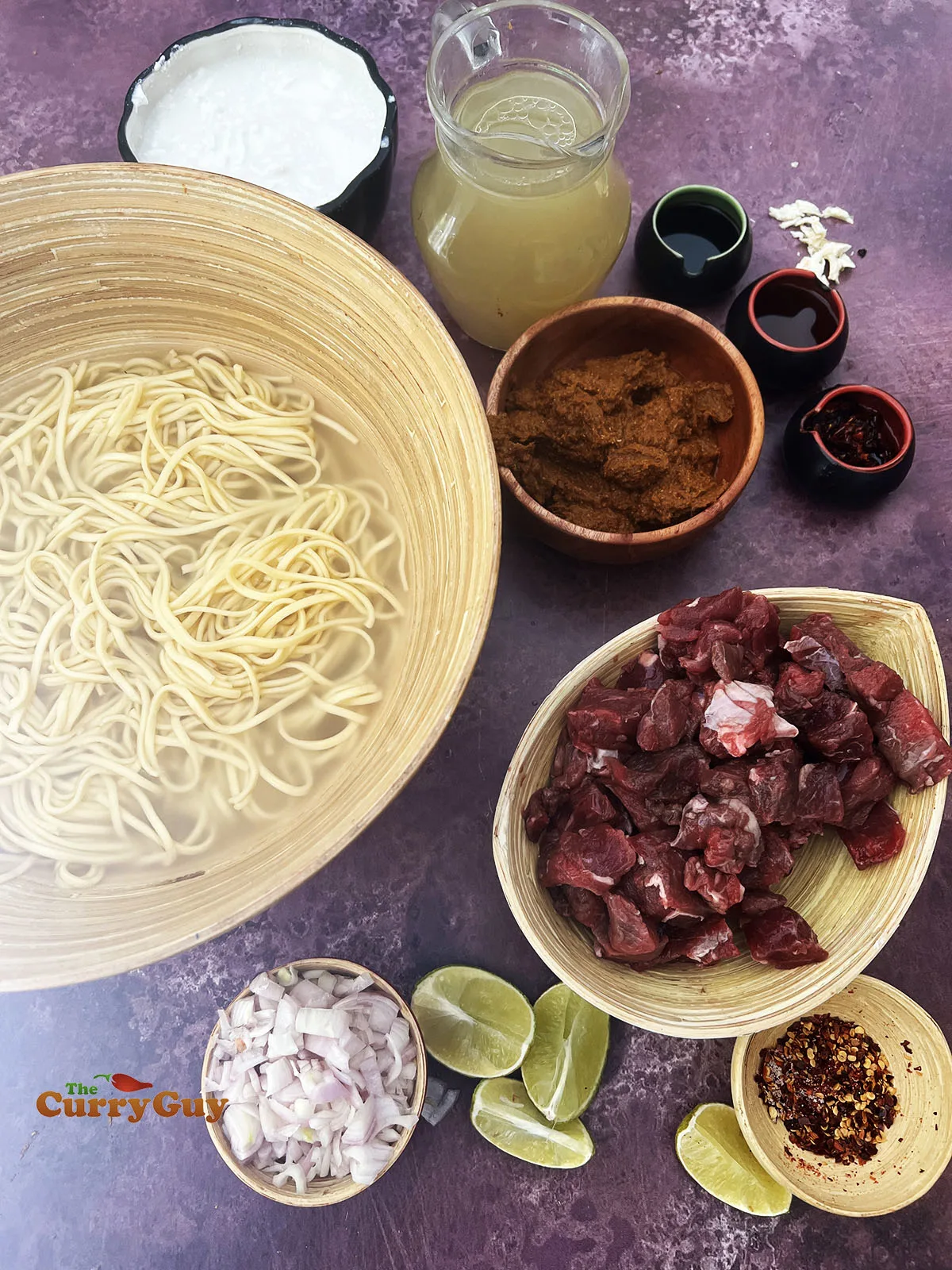 Ingredients for beef khao soi