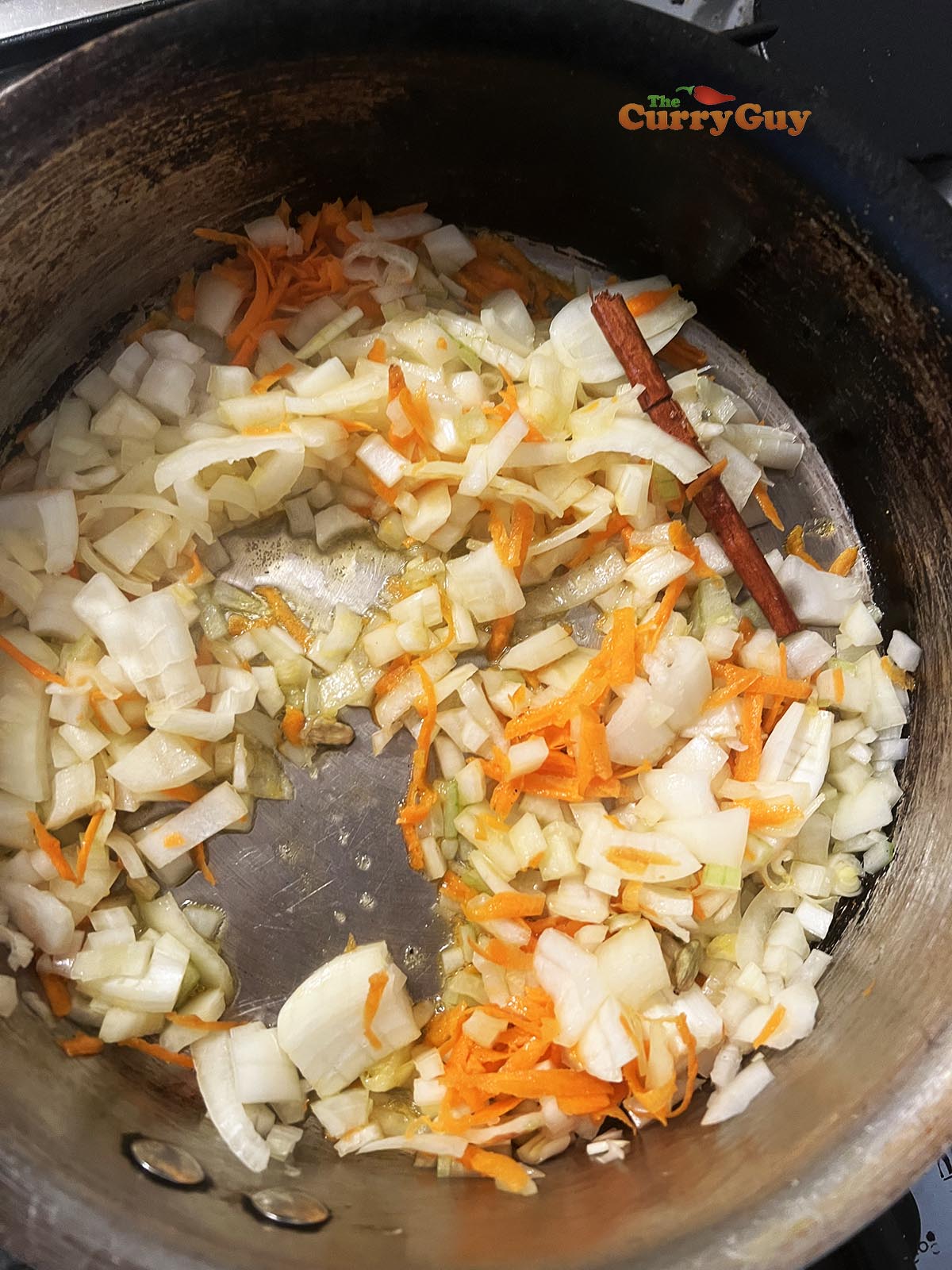 Frying onions and carrot