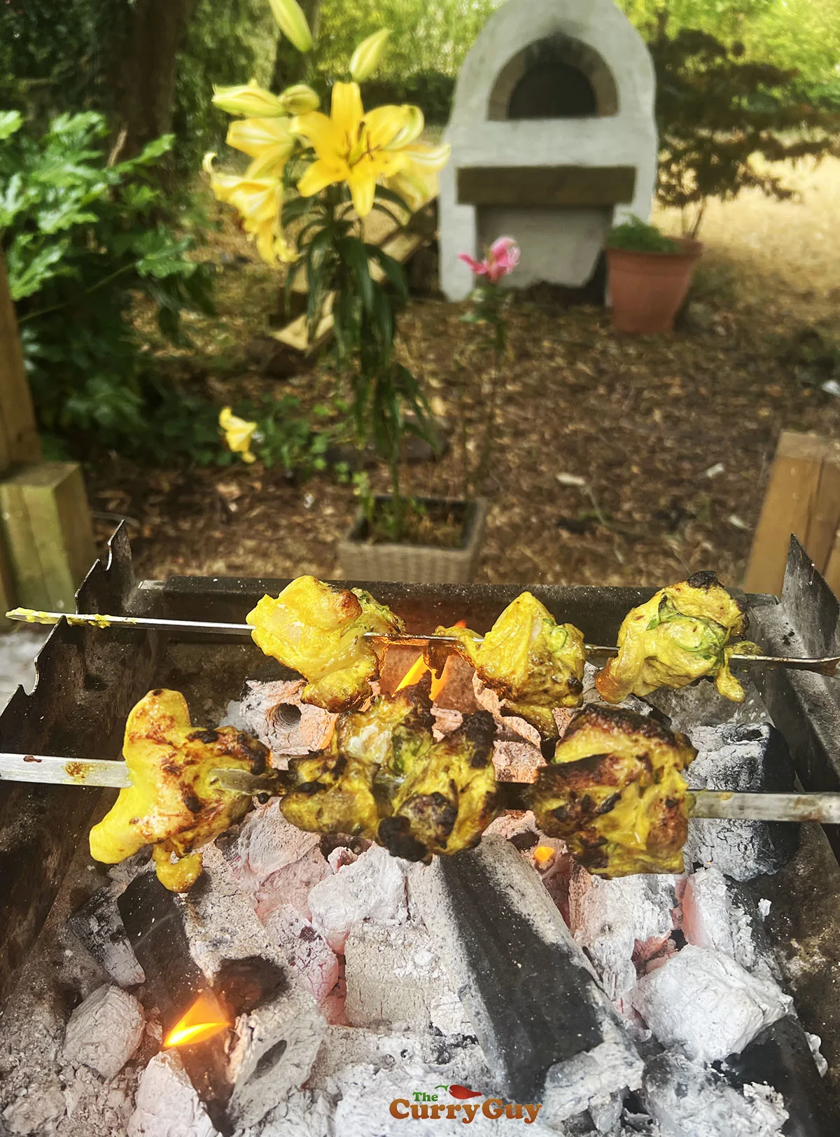 Malai chicken on the barbecue