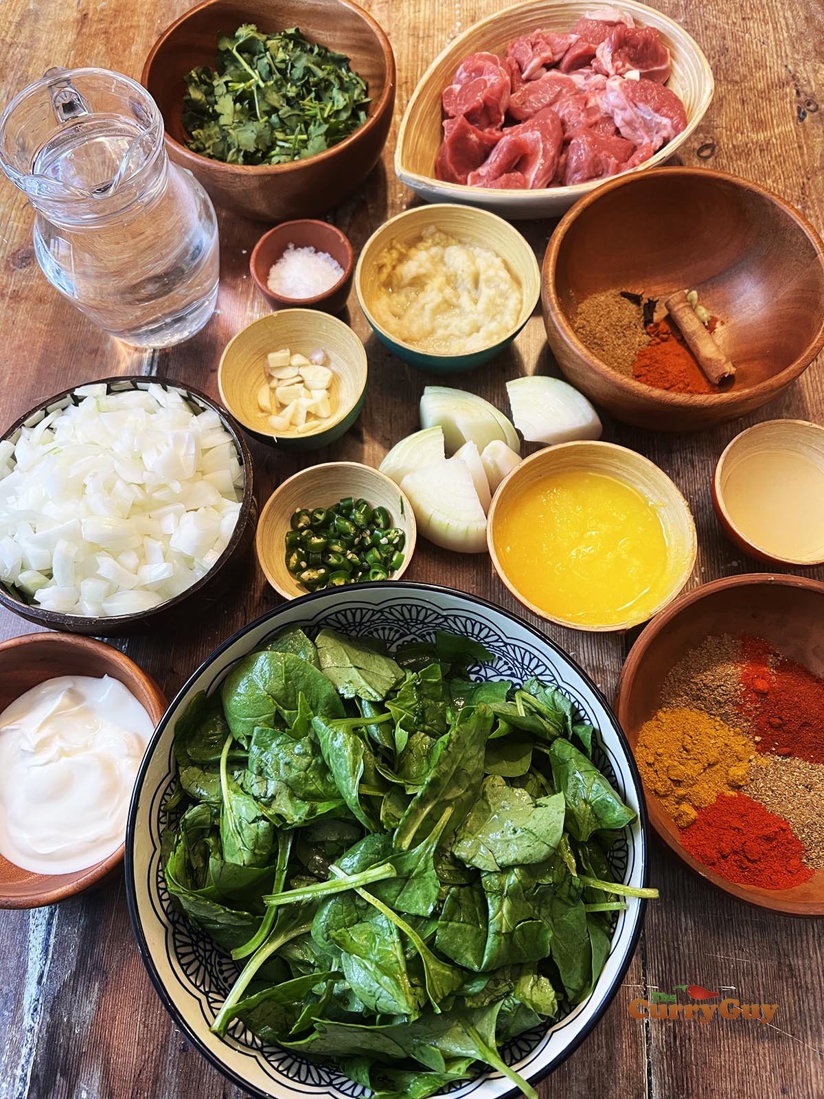 Ingredients for one pan lamb saag