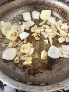 browning the onions and garlic.