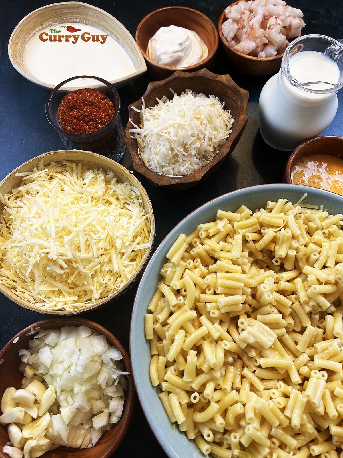 Ingredients for Cajun mac and cheese