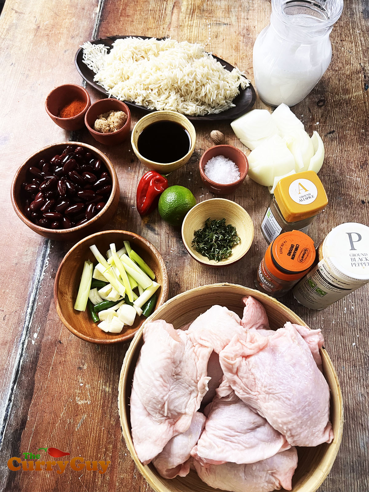 Laid out ingredients.