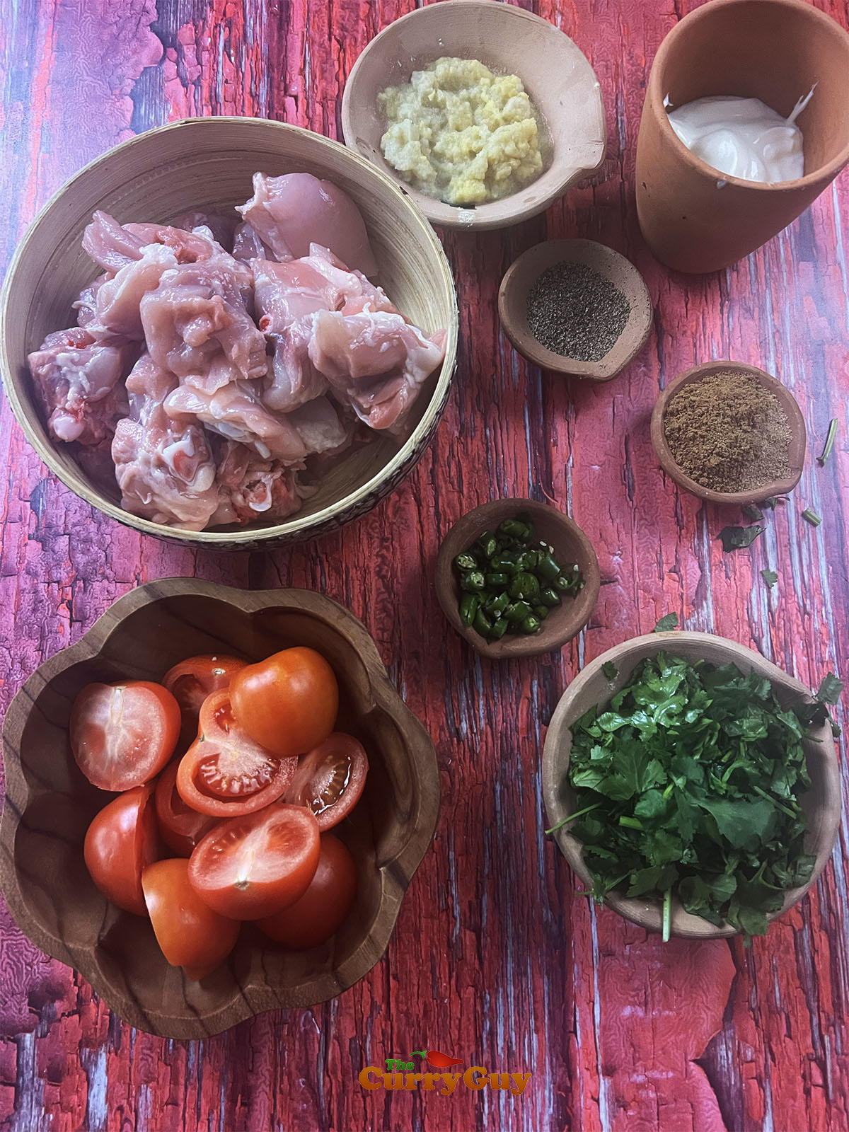 Ingredients for black pepper chicken karahi