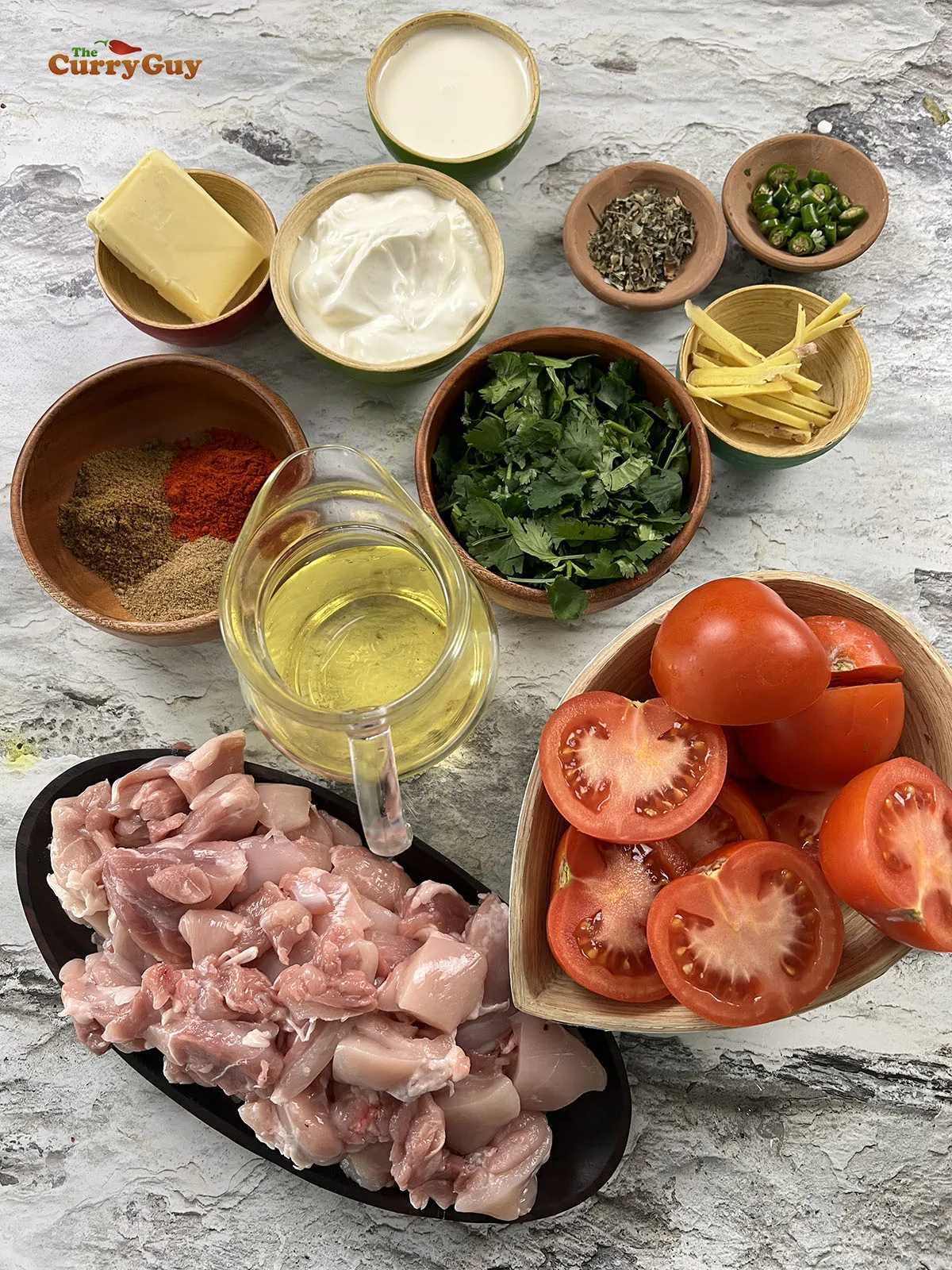 Ingredients for butter chicken karahi