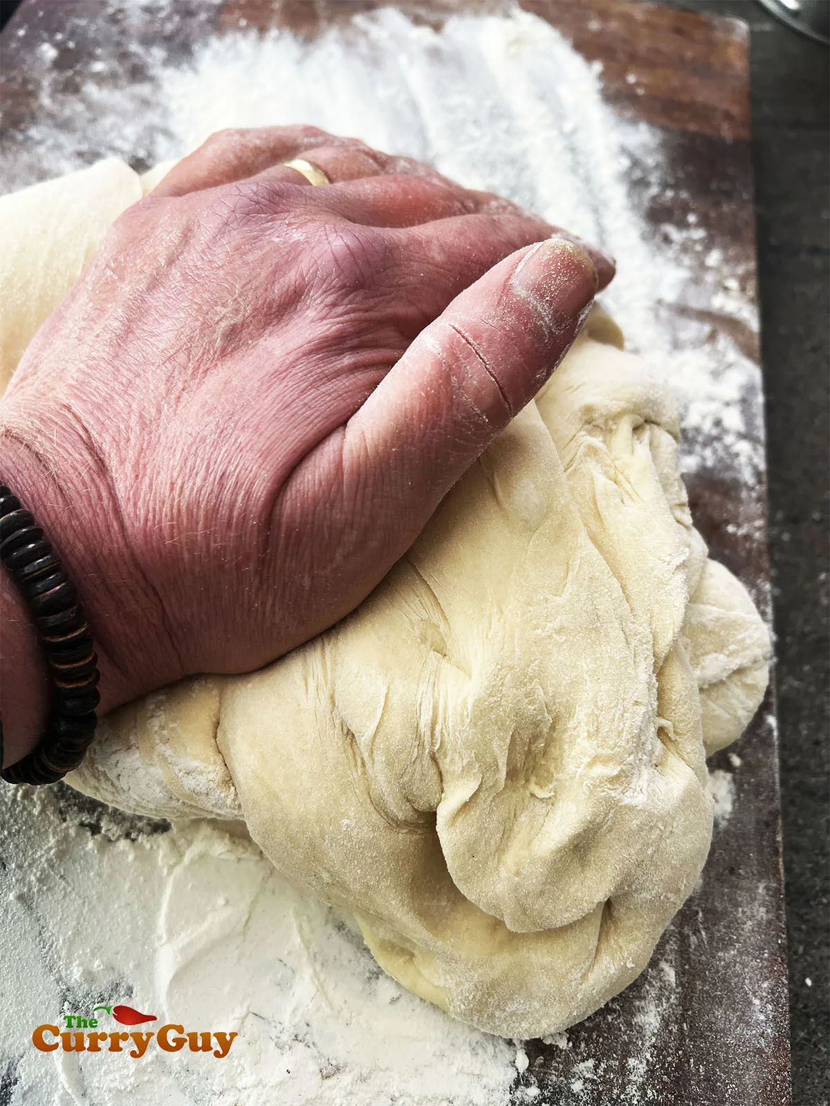 Kneading dough.