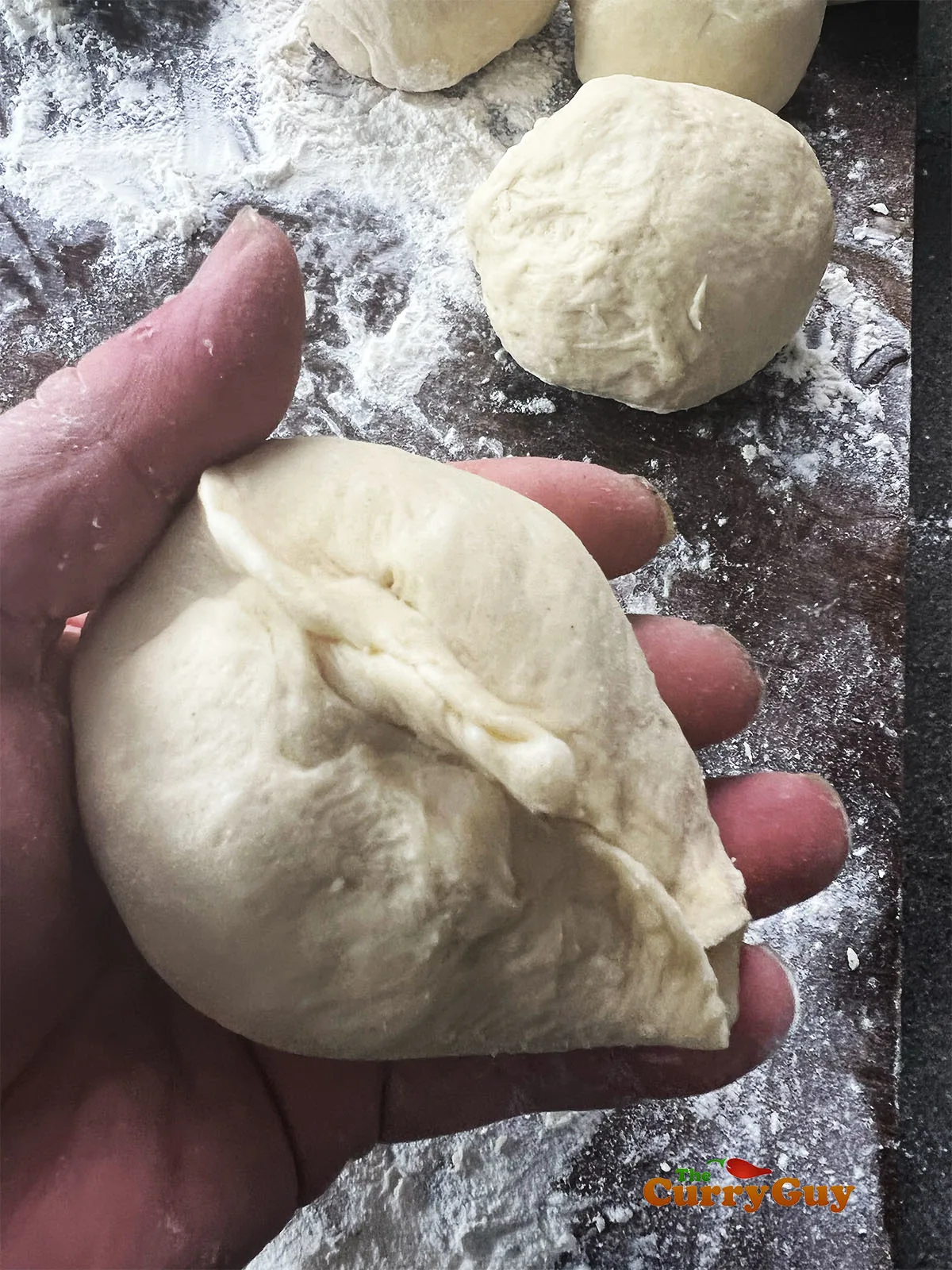 Filling encapsulated into a dough ball.