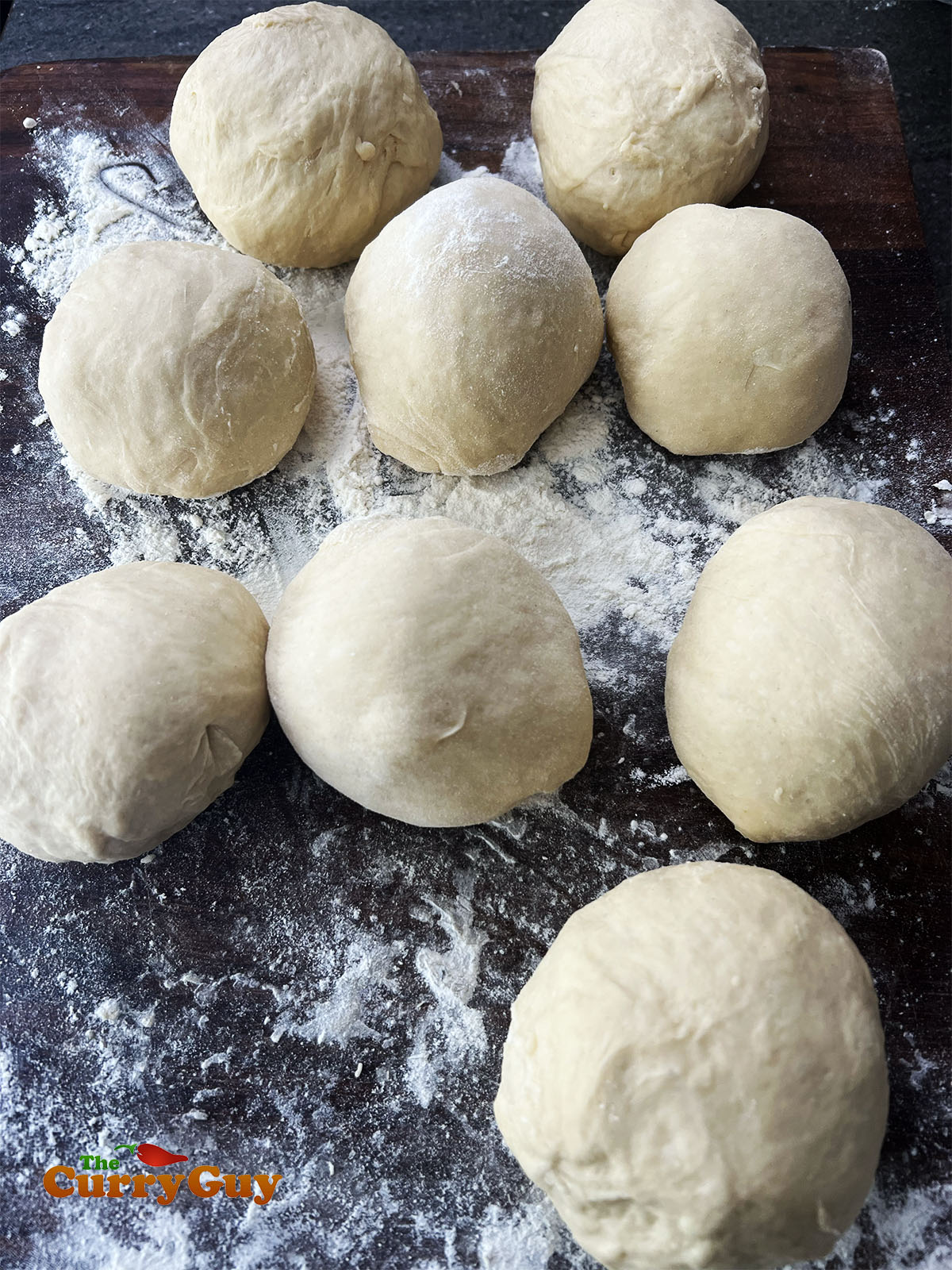 Dough balls ready for rolling.