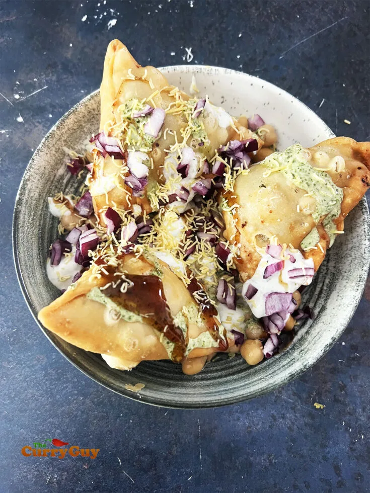 Completed samosa chaat