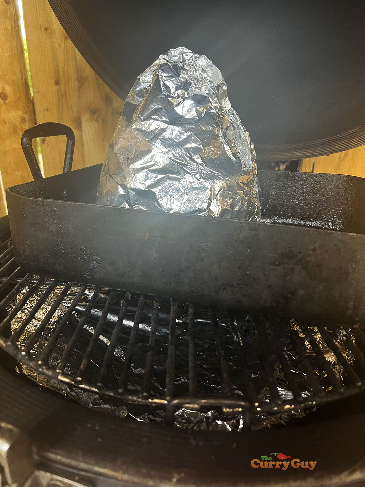 Meat wrapped in foil for cooking. 