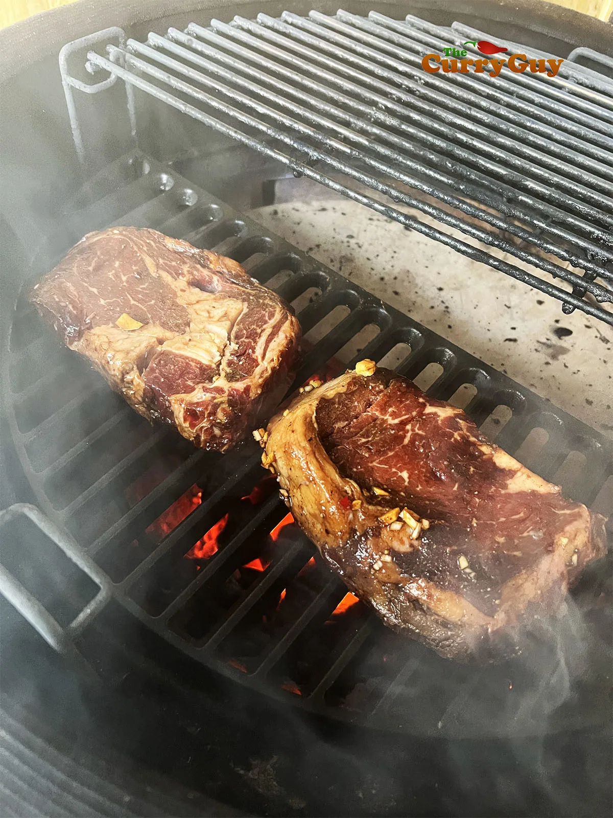Grilling the steaks