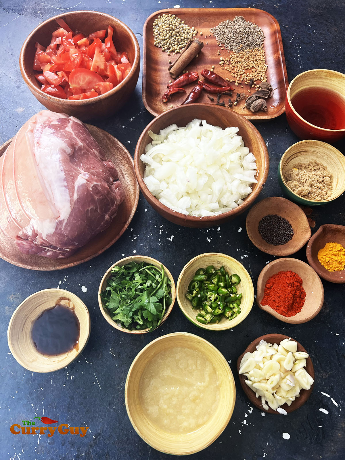 Ingredients for rotisserie Goan pork vindaloo